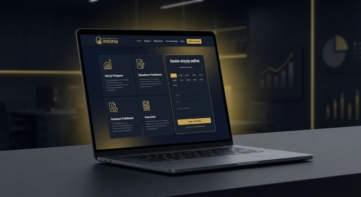 Mockup strony internetowej biura rachunkowego z systemem rezerwacji wizyt