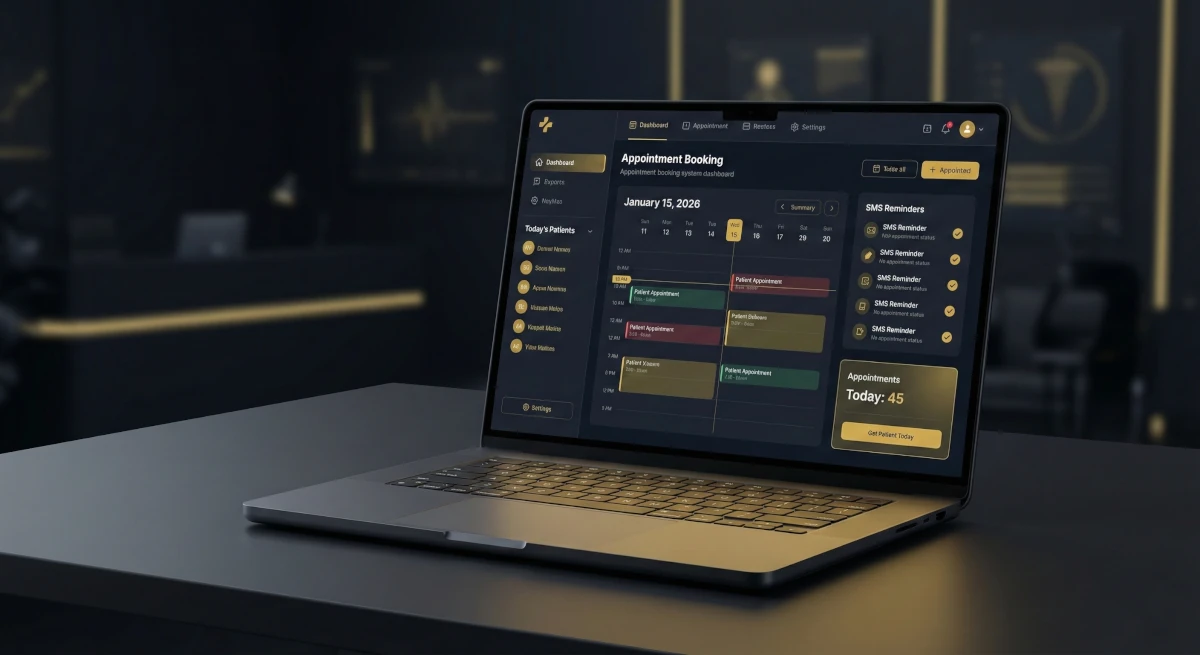 Mockup systemu rezerwacji online - panel zarządzania wizytami w klinice medycznej