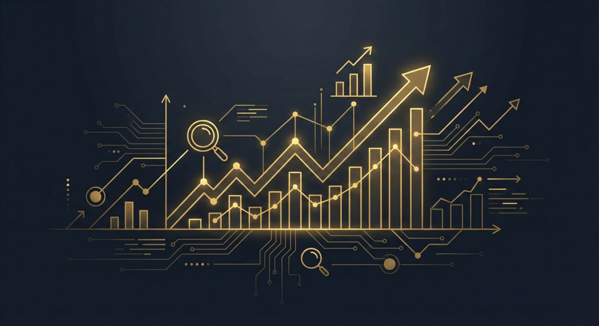 Abstrakcyjna wizualizacja pozycjonowania SEO i wzrostu w Google